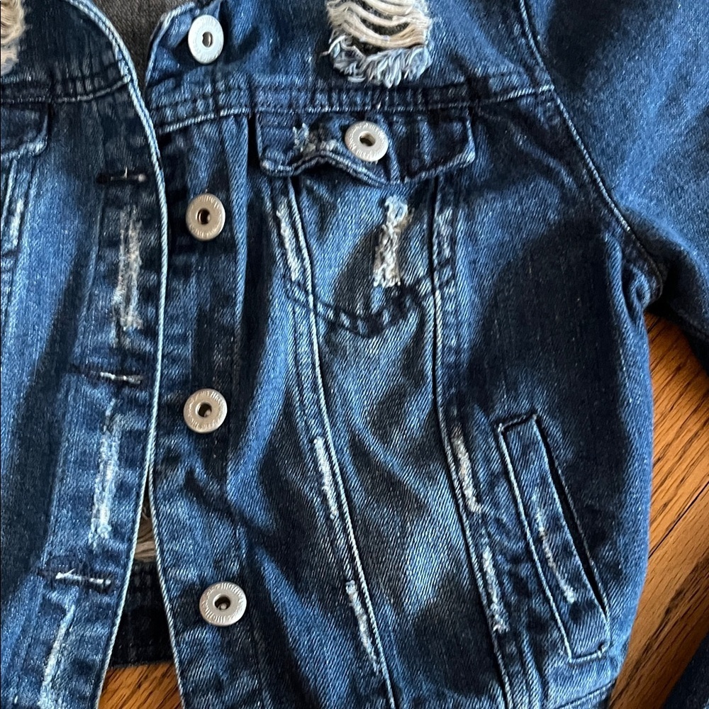 Highway Jeans Dark Blue Distressed Kids Jean Jacket - Picture 4 of 5